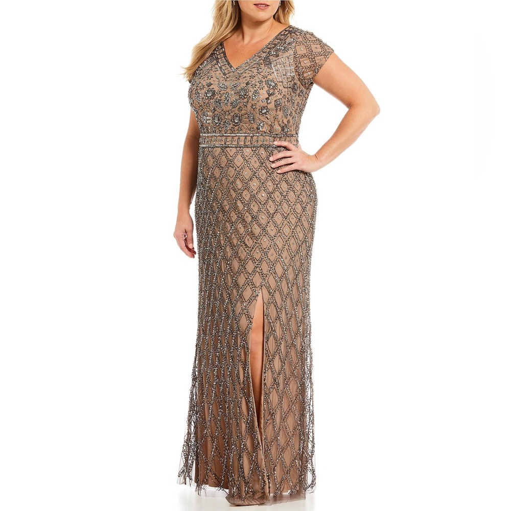 Adrianna Papell Beaded Gown in Bronze and Black